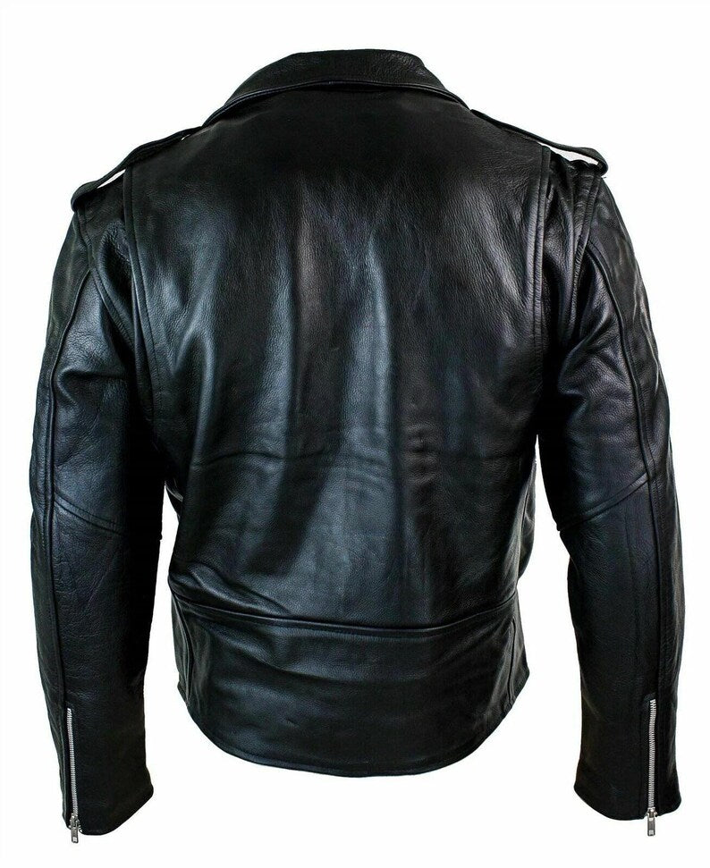 Brando Style Biker Buffalo Leather Jacket