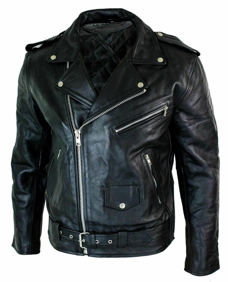 Brando Style Biker Buffalo Leather Jacket
