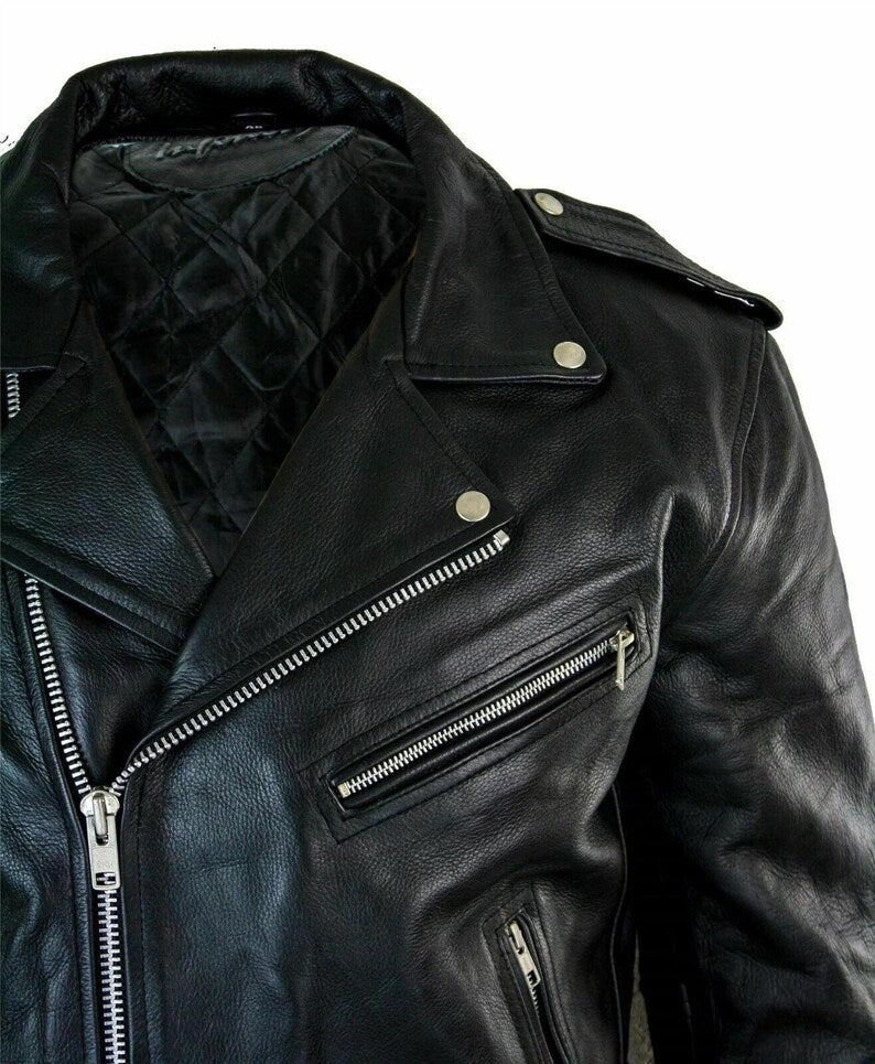 Brando Style Biker Buffalo Leather Jacket