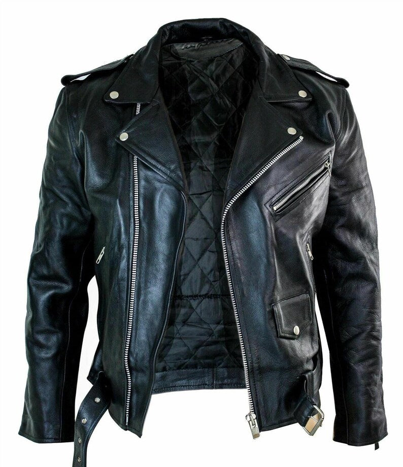 Brando Style Biker Buffalo Leather Jacket