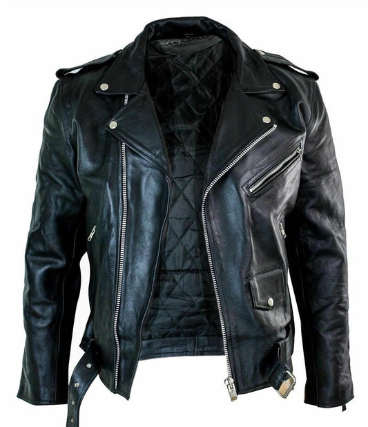 Brando Style Biker Buffalo Leather Jacket