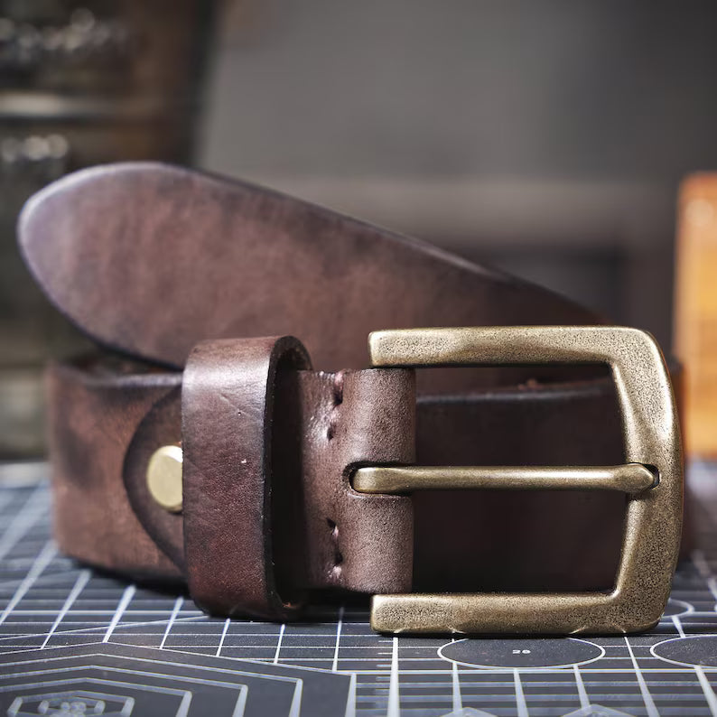 Handcrafted Full Grain Leather Belt: Vintage Style Men's Belt