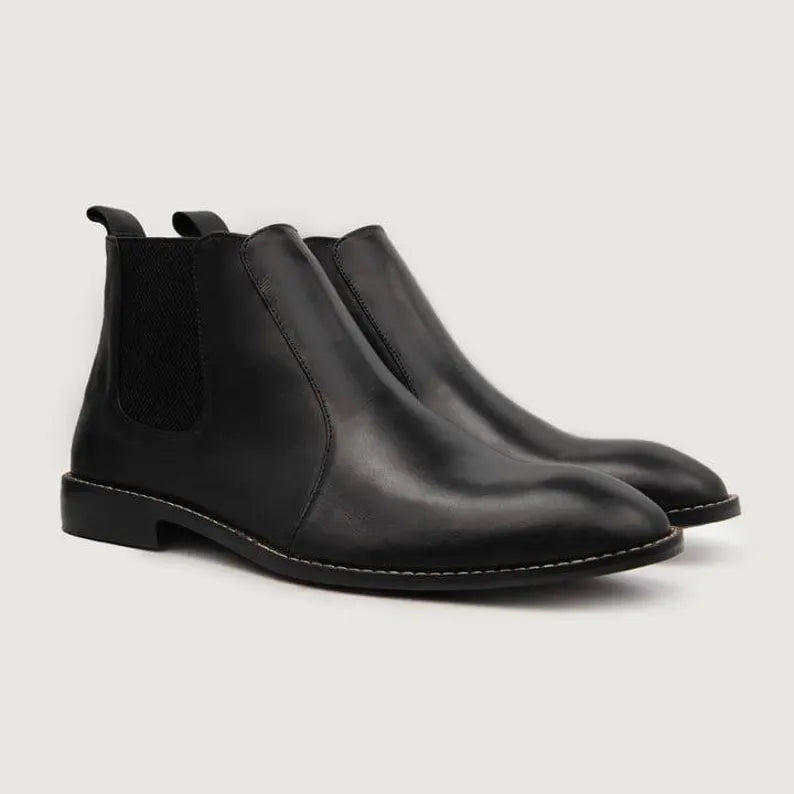 Handmade Black Leather Chelsea Boots