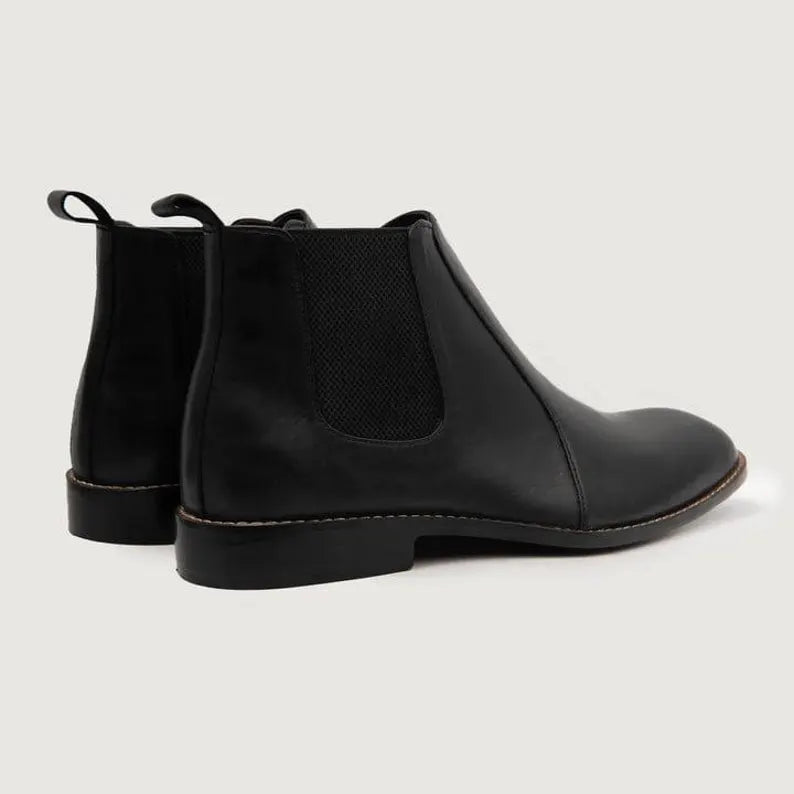 Handmade Black Leather Chelsea Boots