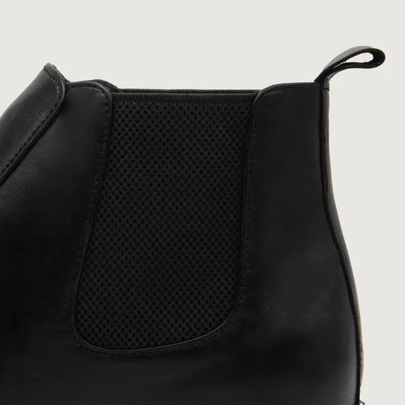 Handmade Black Leather Chelsea Boots