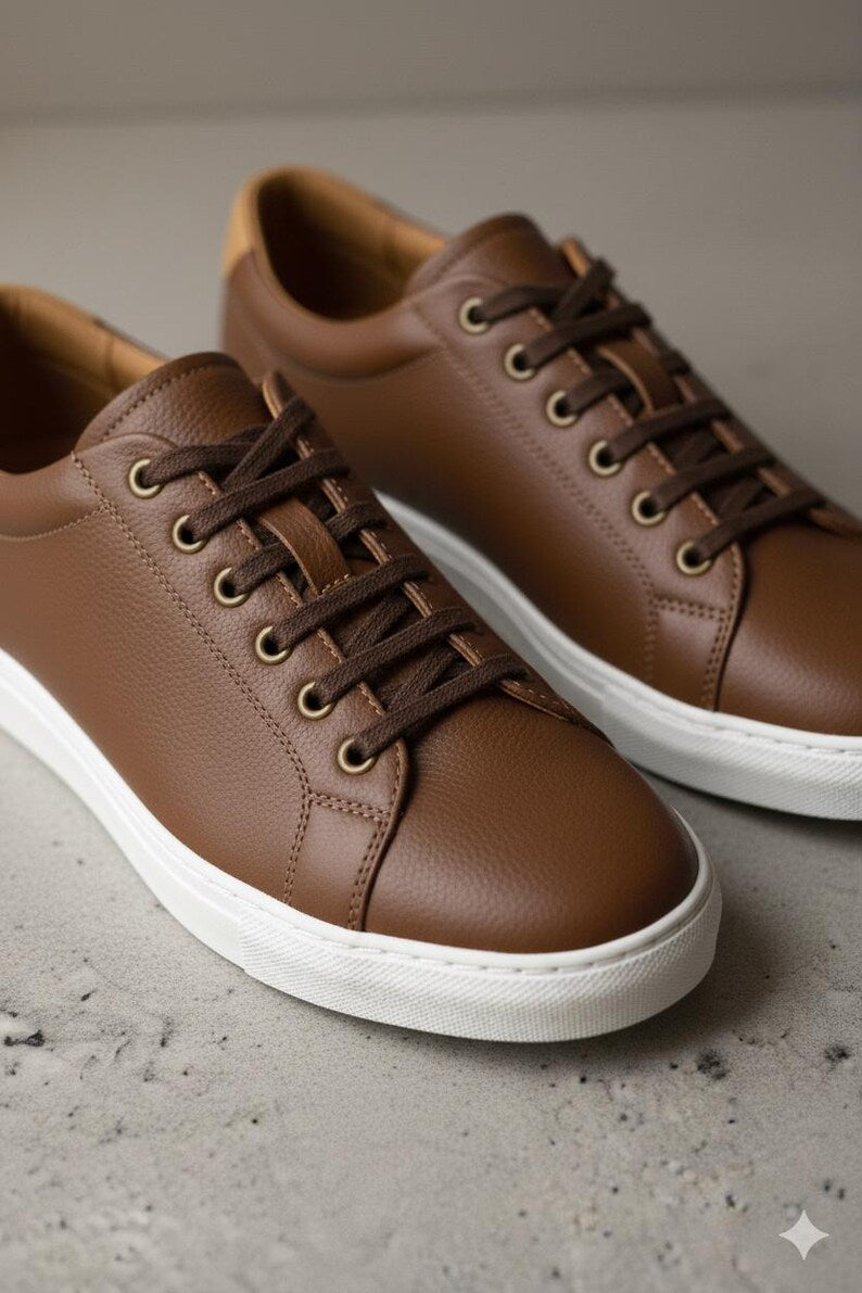 Brown Leather Sneakers